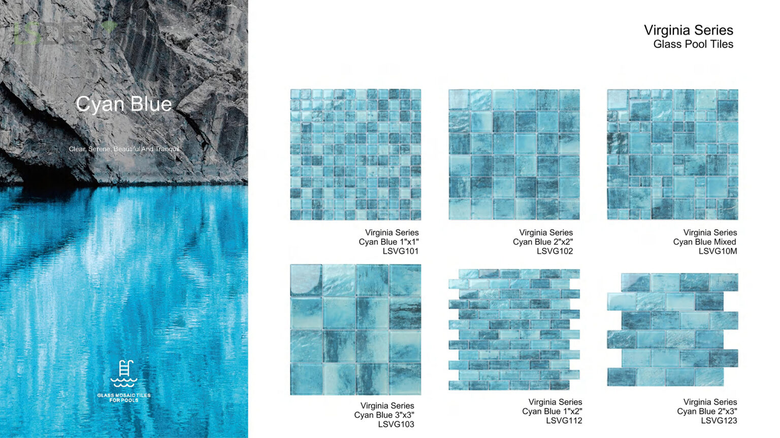 Virginia Tile Texture Virginia Glass Pool Tile - 3'' x 3'' - Pool Tile, Porcelain Tile ...