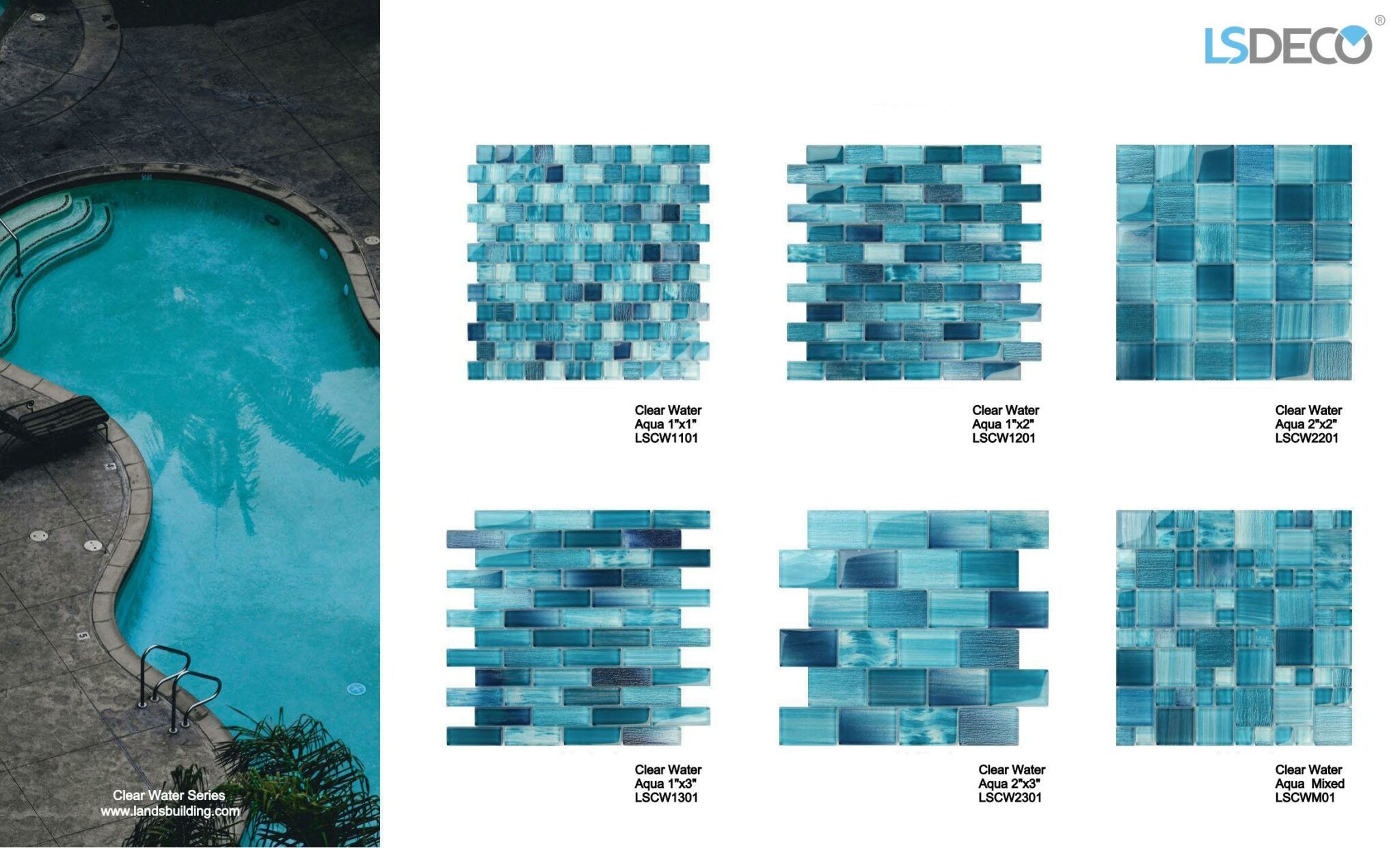 Clear Water Glass Tile for Pool - Mixed - Pool Tile, Porcelain Tile ...